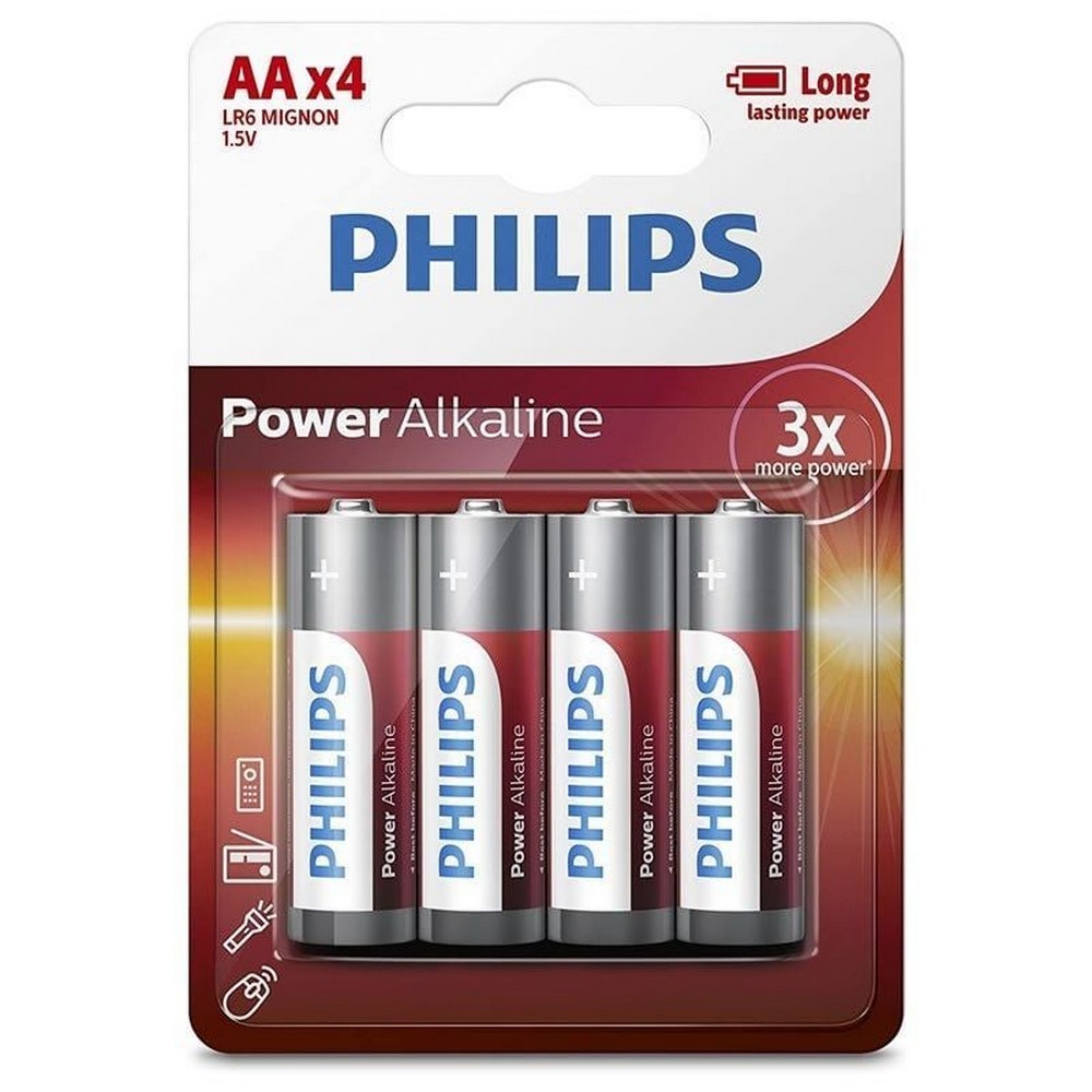 Pack de 4 Pilas AA Philips LR6P4B/05/ 1.5V/ Alcalinas
