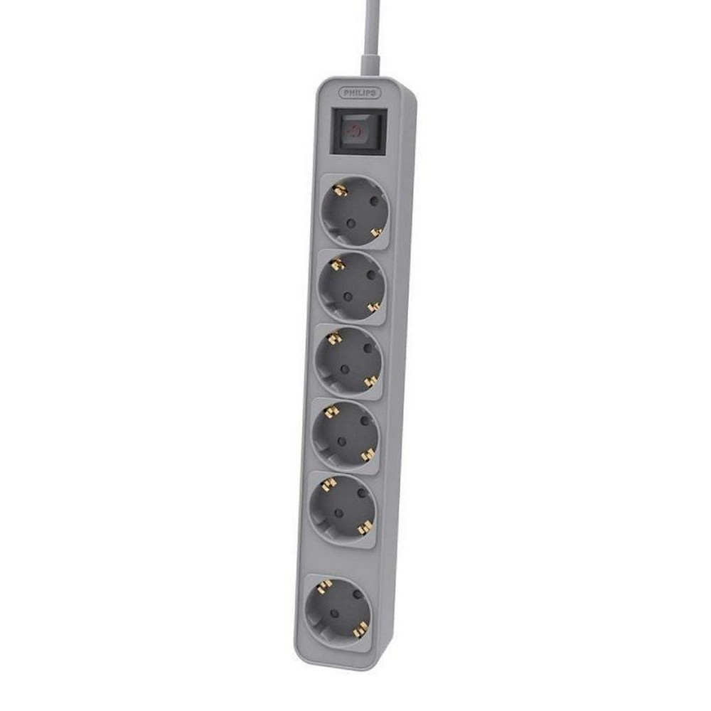 Regleta con Interruptor Philips CHP2164G/10/ 6 Tomas de corriente/ Cable 1.5m/ Gris