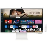 Smart Monitor Samsung M8 S32DM801UU 32'/ 4K/ Multimedia/ Regulable en altura/ Smart TV/ Webcam/ Blanco