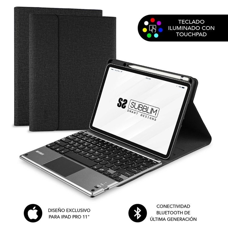 Funda con Teclado Subblim Keytab Pro Bluetooth Touchpad para Tablets Apple iPad Pro de 11' 2020/ Negra