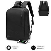 Mochila Subblim City Backpack para Portátiles hasta 15.6'/ Puerto USB/ Negra
