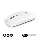 Ratón Inalámbrico por Bluetooth Subblim Dual Flat/ Batería recargable/ Hasta 1600 DPI/ Blanco