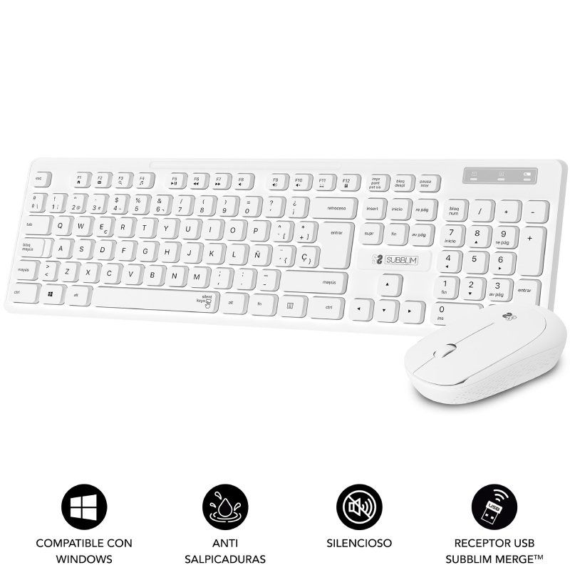 Teclado y Ratón Subblim Combo Business Slim Silencioso Inalámbrico/ Blanco - Ítem