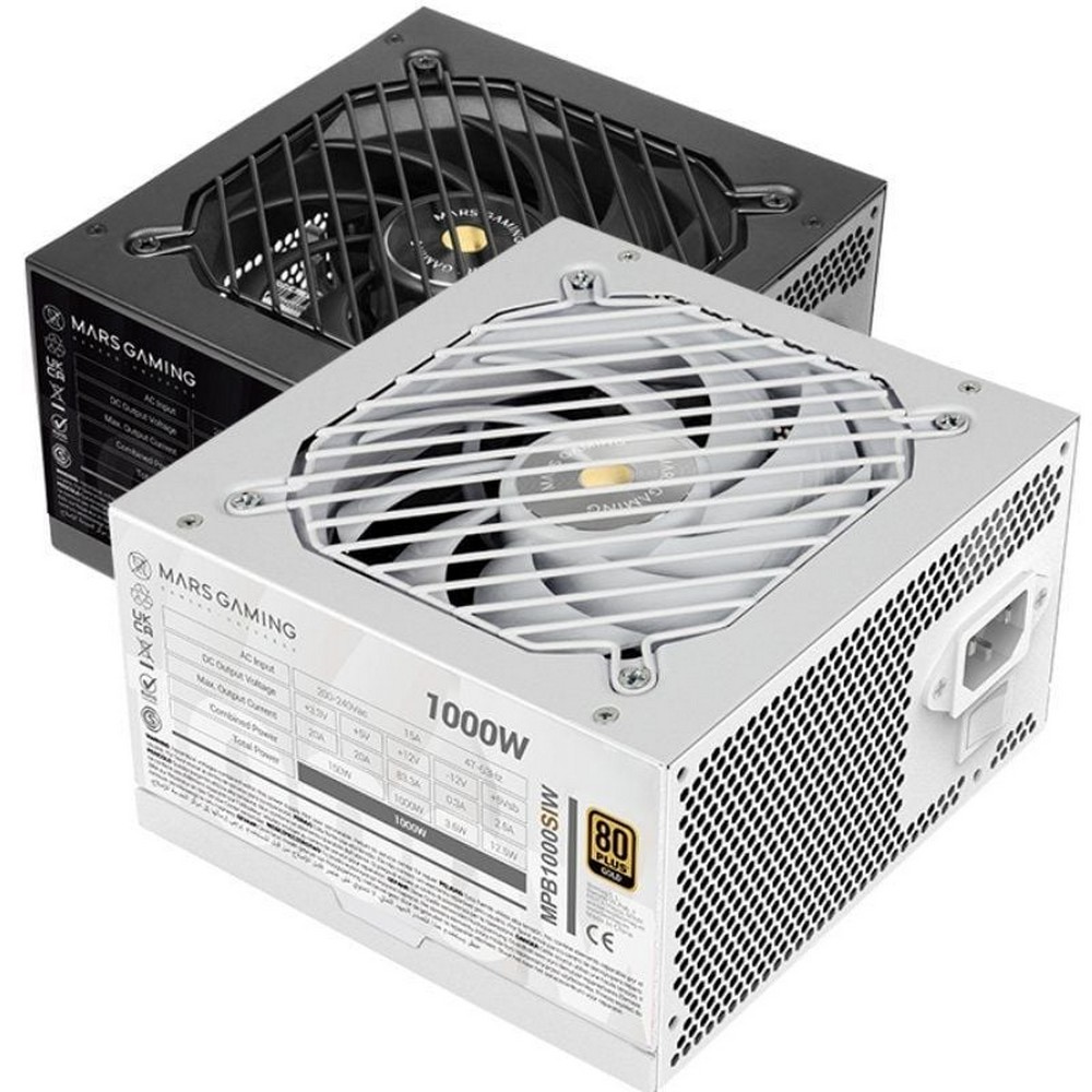 Fuente de Alimentación Mars Gaming MPB1000SI/ 1000W/ Ventilador 14cm/ 80 Plus Gold/ Blanca