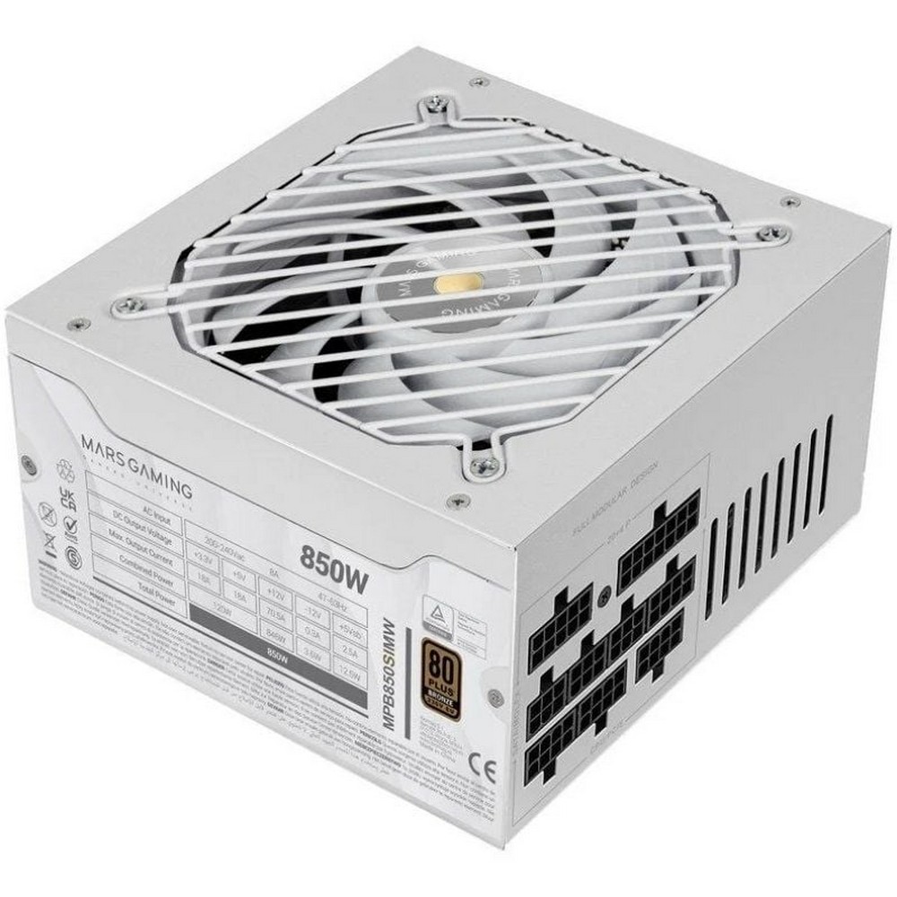 Fuente de Alimentación Mars Gaming MPB850SIM/ 850W/ Ventilador 14cm/ 80 Plus Bronze/ Blanca