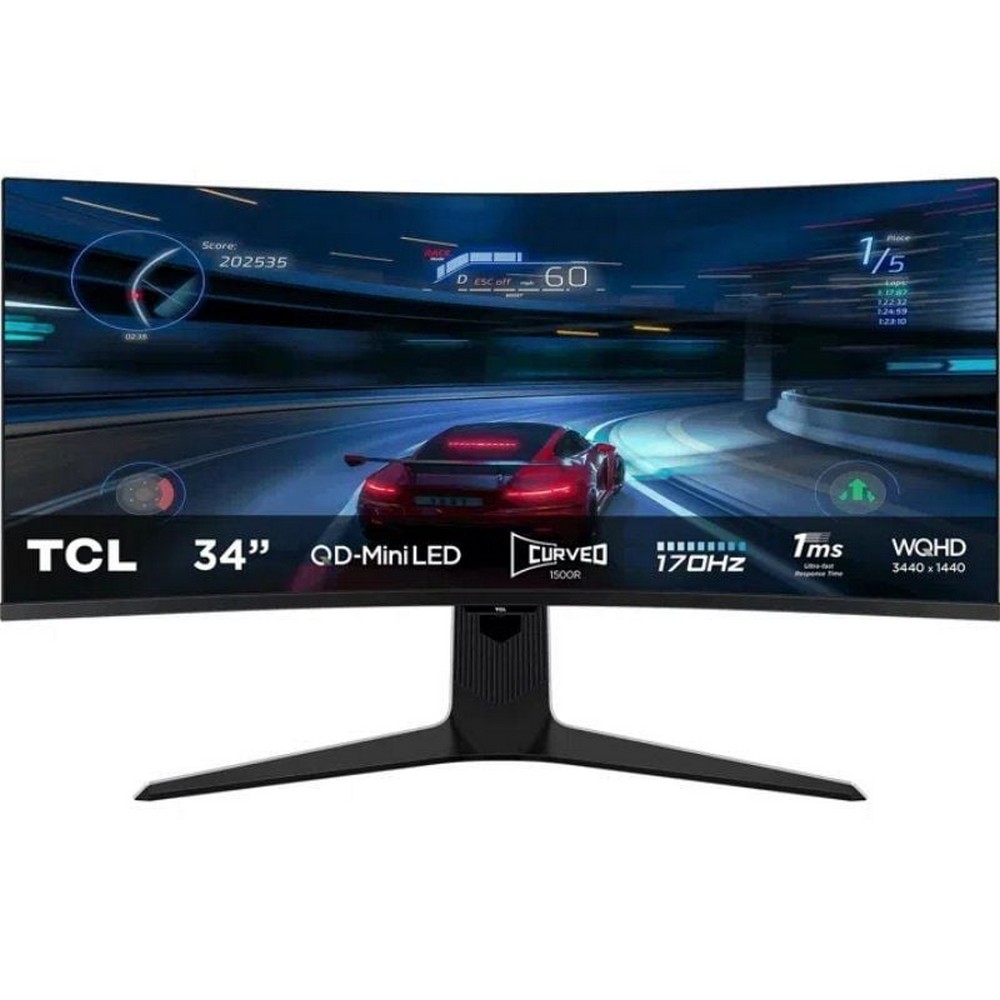 Monitor Gaming Curvo TCL 34R83Q 34'/ WQHD/ 1ms/ 170Hz/ VA/ Regulable en altura/ Blanco y Negro