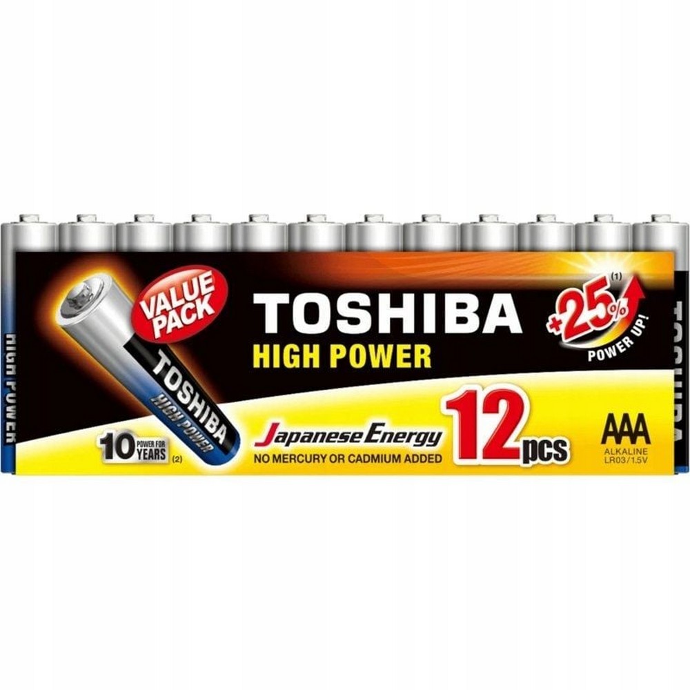 Pack de 12 Pilas AAA Toshiba High Power LR03/ 1.5V/ Alcalinas