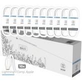 Pack 10 Cables Lightning Tech One Tech Basik TEC2952/ USB Macho - Lightning Macho/ 1m/ Blanco