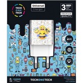 Cargador de Pared Tech One Tech Emojitech Smile TEC2502/ 2xUSB/ 2.4A/ Blanco