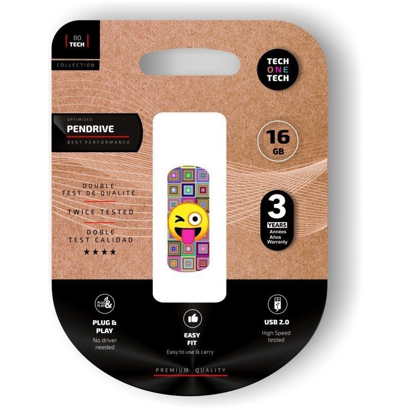 Pendrive 16GB Tech One Tech Emoji guiño USB 2.0