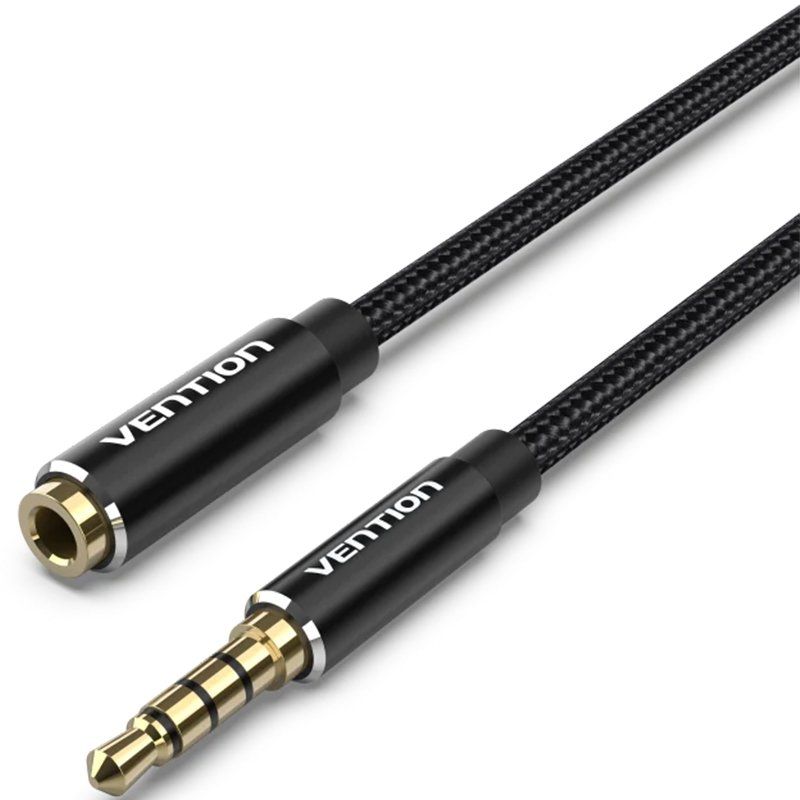 Cable Estéreo Vention BHCBG/ Jack 3.5 Macho - Jack 3.5 Hembra/ 1.5m/ Negro