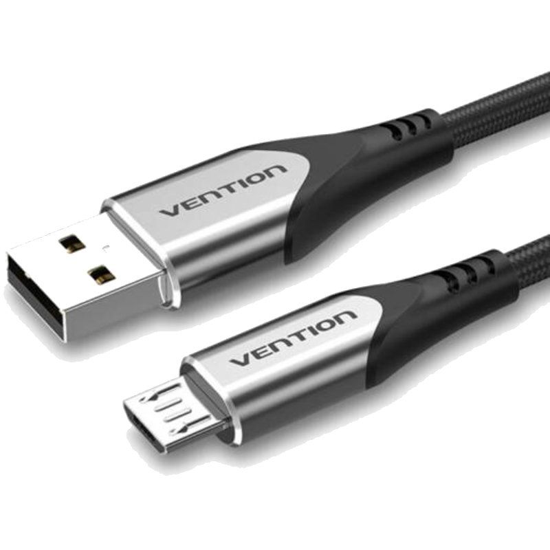 Cable USB 2.0 Vention COAHD/ USB Macho - MicroUSB Macho/ Hasta 60W/ 480Mbps/ 50cm/ Gris