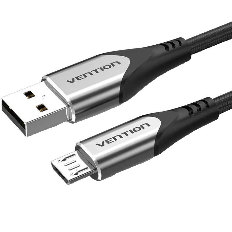 Cable USB 2.0 Vention COAHG/ USB Macho - MicroUSB Macho/ Hasta 60W/ 480Mbps/ 1.5m/ Gris