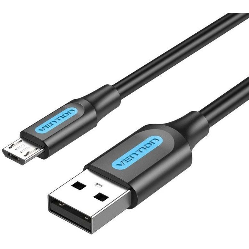 Cable USB 2.0 Vention COLBH/ USB Macho - MicroUSB Macho/ Hasta 60W/ 480Mbps/ 2m/ Negro