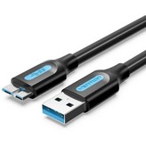Cable USB 3.0 Vention COPBH/ USB Macho - MicroUSB Macho/ Hasta 10W/ 5Gbps/ 2m/ Negro