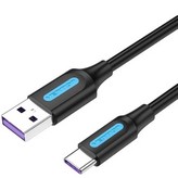 Cable USB 2.0 Tipo-C Vention CORBD/ USB Macho - USB Tipo-C Macho/ Hasta 100W/ 480Mbps/ 50cm/ Negro