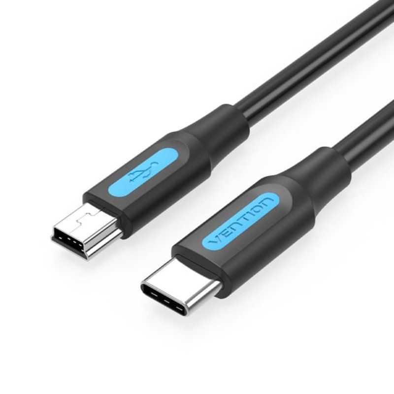 Cable USB 2.0 Tipo-C Vention COWBD/ USB Tipo-C Macho - MiniUSB Macho/ Hasta 10W/ 480Mbps/ 50cm/ Negro