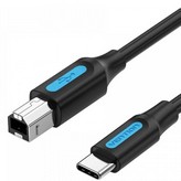 Cable USB 2.0 Impresora Vention CQUBG/ USB Tipo-B Macho - USB Tipo-C Macho/ 480Mbps/ 1.5m/ Negro