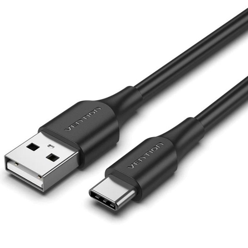 Cable USB 2.0 Tipo-C Vention CTHBD/ USB Tipo-C Macho - USB Macho/ Hasta 60W/ 480Mbps/ 50cm/ Negro