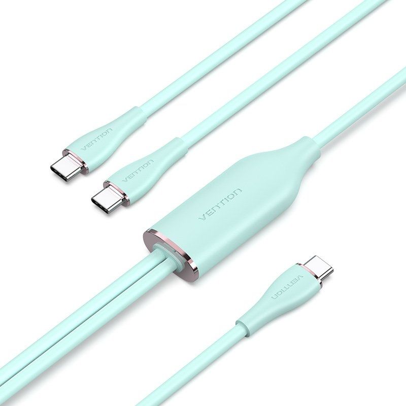 Cable USB Tipo-C Vention CTMGG/ USB Tipo-C Macho - 2 x USB Tipo-C Macho/ Hasta 100W/ 480Mbps/ 1.5m/ Verde