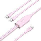 Cable USB Tipo-C Vention CTMPG/ USB Tipo-C Macho - 2 x USB Tipo-C Macho/ Hasta 100W/ 480Mbps/ 1.5m/ Rosa