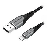 Cable USB 2.0 Lightning Vention LABHF/ USB Macho - Lightning Macho/ Hasta 12W/ 480Mbps/ 1m/ Gris