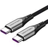 Cable USB 2.0 Tipo-C 5A 100W Vention TAEHF/ USB Tipo-C Macho - USB Tipo-C Macho/ Hasta 100W/ 480Mbps/ 1m/ Gris