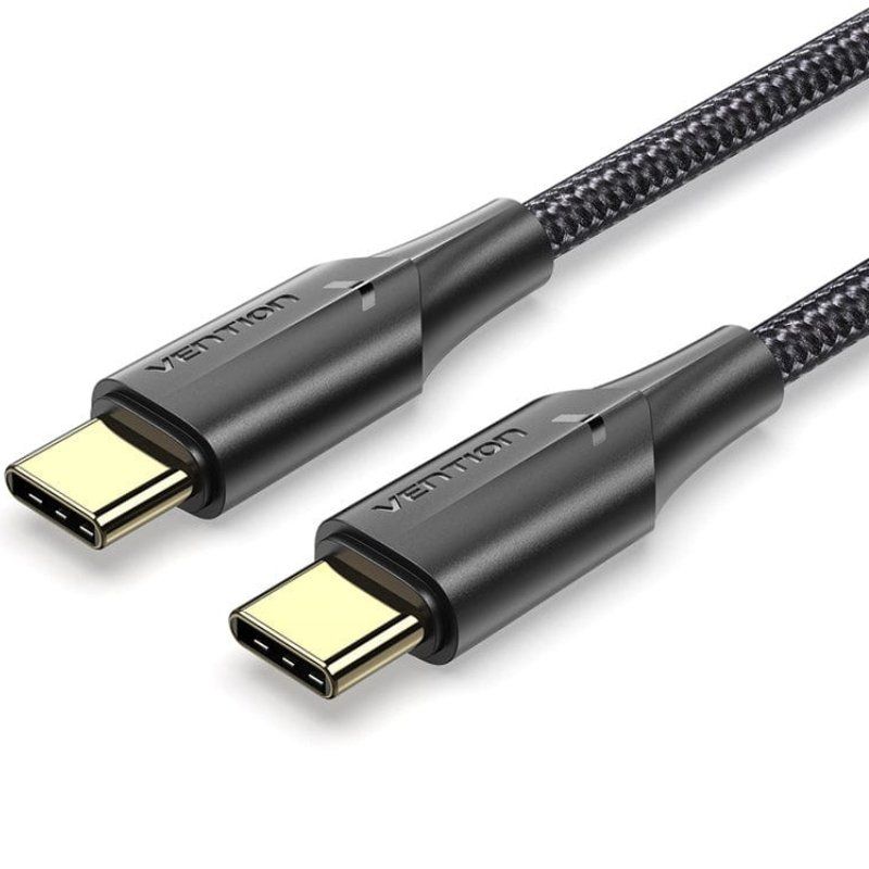 Cable USB 2.0 Tipo-C 3A Vention TAUBH/ USB Tipo-C Macho - USB Tipo-C Macho/ Hasta 60W/ 480Mbps/ 2m/ Negro