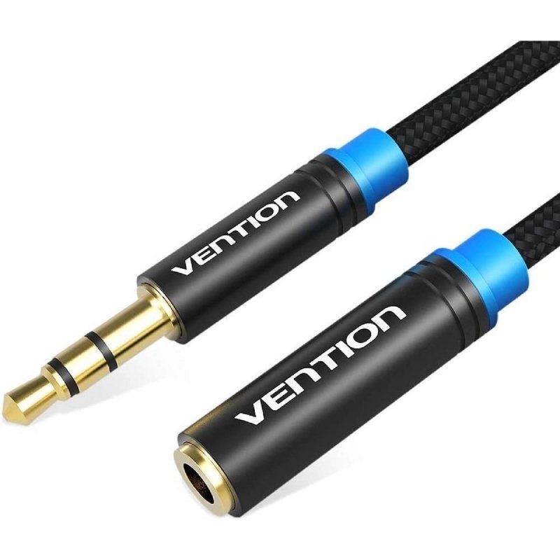 Cable Estéreo Vention VAB-B06-B050-M/ Jack 3.5 Macho - Jack 3.5 Hembra/ 50cm/ Negro