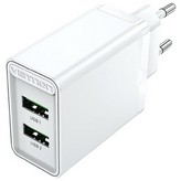 Cargador de Pared Vention FBAW0-EU/ 2xUSB/ 18W/ Blanco