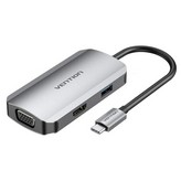 Docking USB Tipo-C Vention TOAHB/ 1xHDMI/ 1xVGA/ 1xUSB/ 1xUSB Tipo-C PD/ Gris