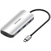 Docking USB Tipo-C Vention TOIHB/ 1xHDMI/ 1xVGA/ 3xUSB/ 1xUSB Tipo-C PD/ Gris