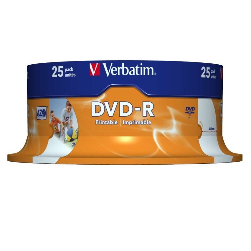 DVD-R Verbatim Imprimible 16X/ Tarrina-25uds