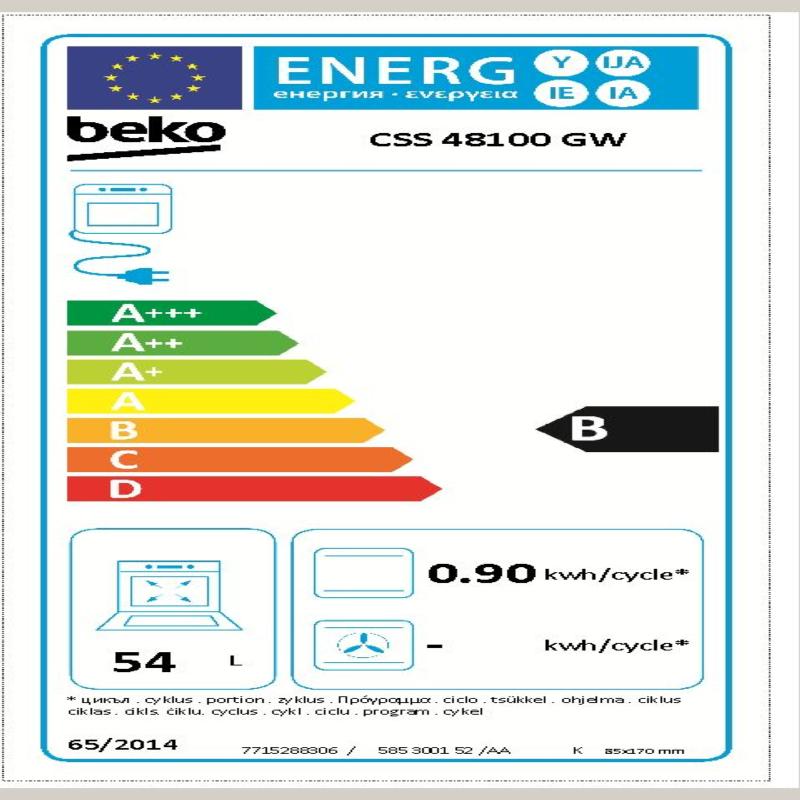 COCINA ELECTRICA VITROCERAMICA BEKO CSS48100GW